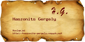 Haszonits Gergely névjegykártya